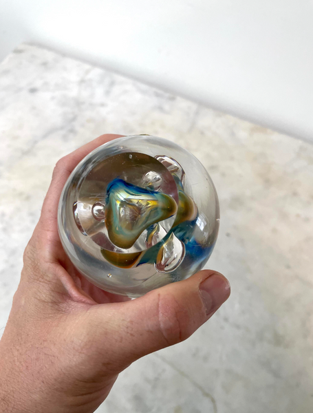 Vintage Adam Jablonski Signed Glass Paperweight