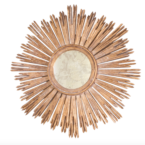 Margeaux Round Sunburst Wall Mirror - Gold or Silver Leaf