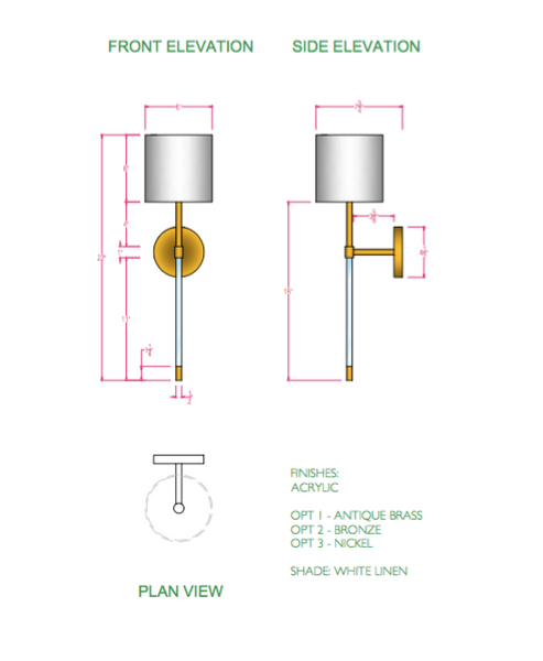 Bristow Modern Torch Sconce Antique Brass and Acrylic