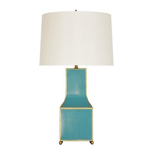 Renata Handpainted Pagoda Table Lamp w/White Linen Shade - Five Color Options
