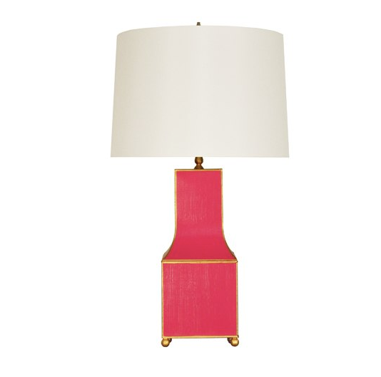 Renata Handpainted Pagoda Table Lamp w/White Linen Shade - Five Color Options