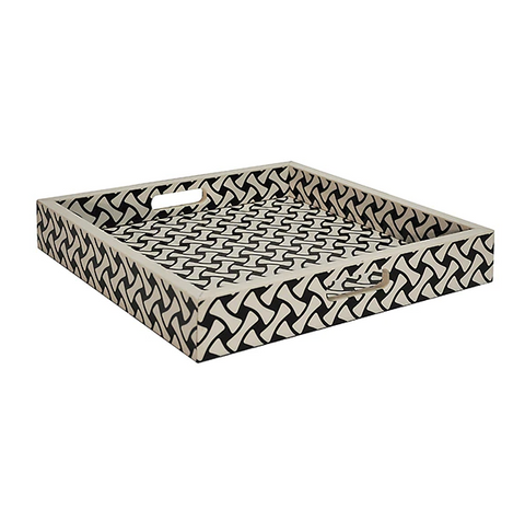 Worlds Away Bodie Black and White Serving Tray - Matthew Izzo Home