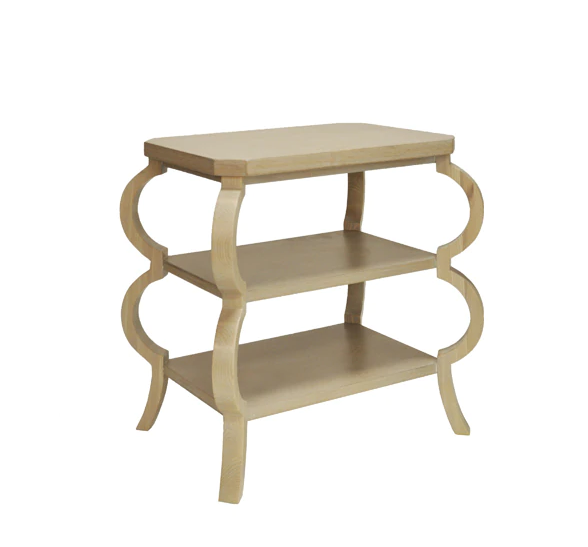 Olive Matte White Lacquer Three Tier Side Table