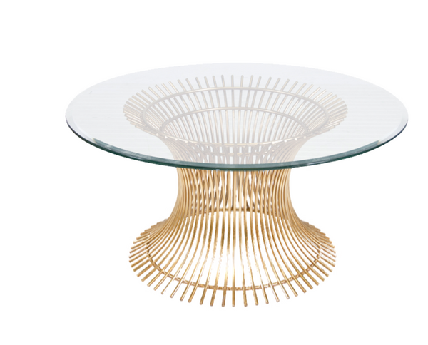 Powell Gold Leaf Cage & Glass Top Coffee Table