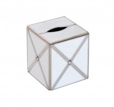 Worlds Away Kleenex Box with Silver Crosshatch - Matthew Izzo Home