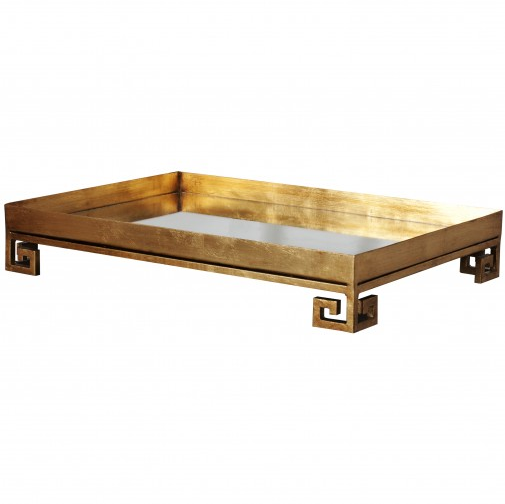 Julian Greek Key Serving Tray - Gold Leaf & Mirror