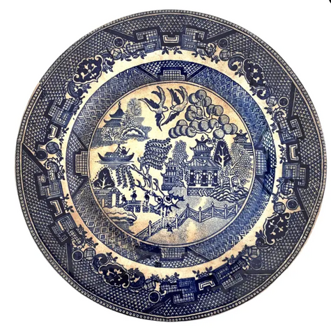 19th Century Antique Ye Olde English Blue Willow Plate - Matthew Izzo Home