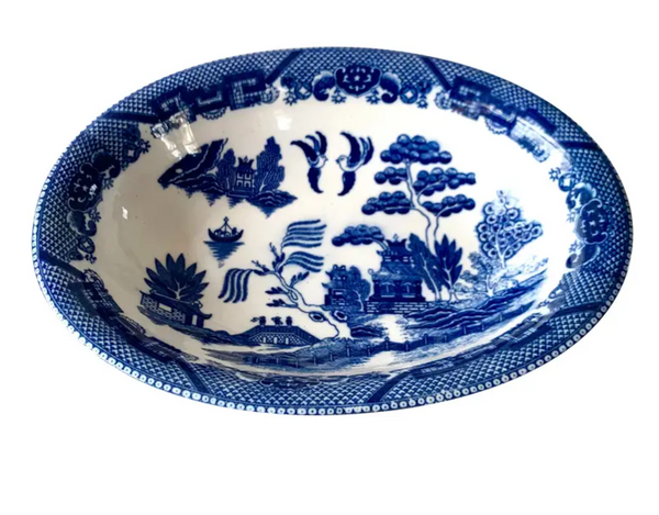 Antique Blue Willow Serving Bowl - Japan