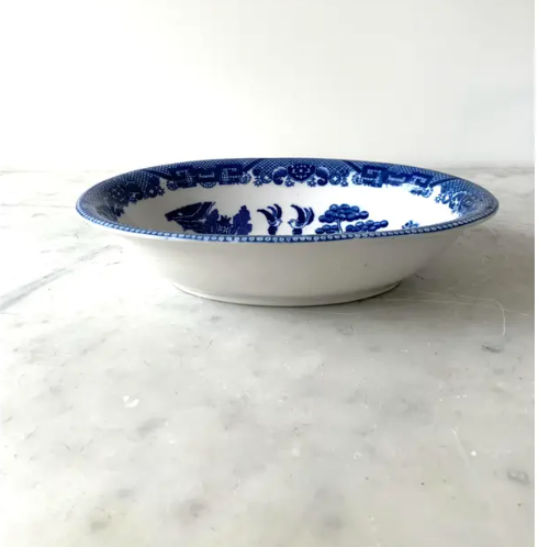 Antique Blue Willow Serving Bowl - Japan