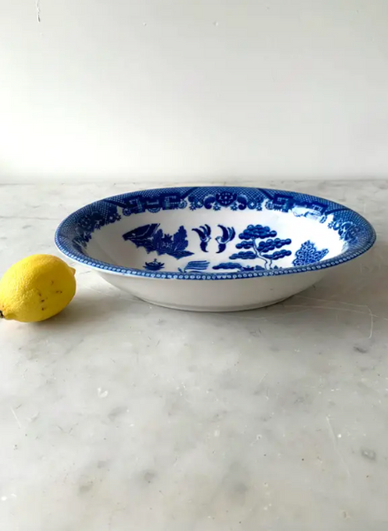 Antique Blue Willow Serving Bowl - Japan