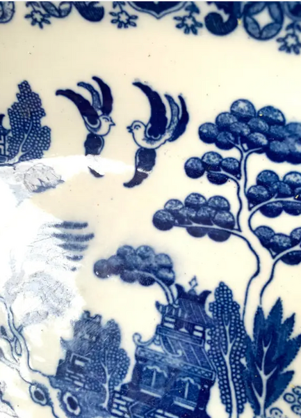 Antique Blue Willow Serving Bowl - Japan