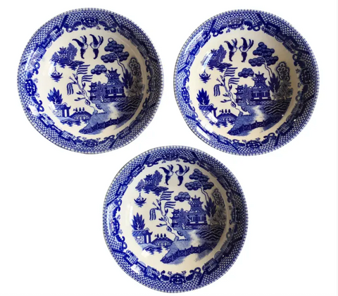 Antique Blue Willow Pattern bowls - Set of 3 - Matthew Izzo Home