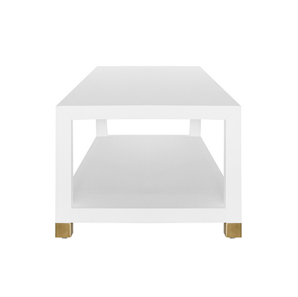 Patricia Two Tier Coffee Table - Matte White Lacquer & Brass