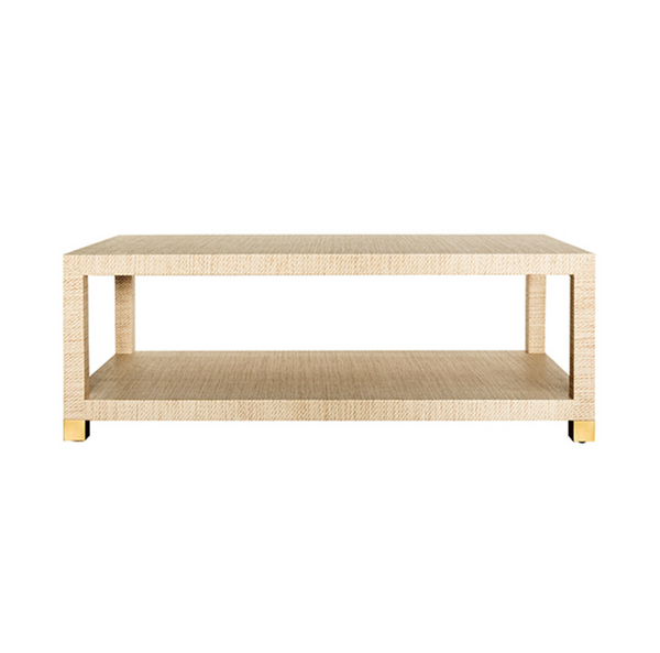 Patricia Two Tier Coffee Table - Natural Grasscloth & Brass