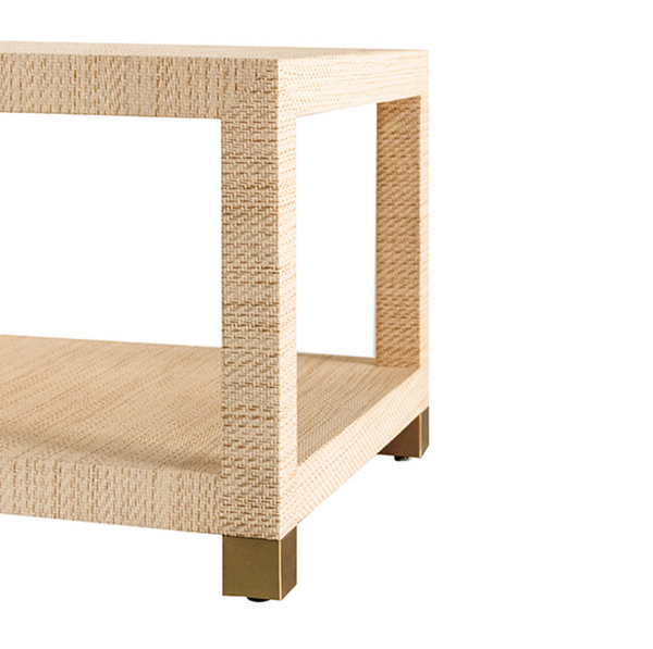 Patricia Two Tier Coffee Table - Natural Grasscloth & Brass