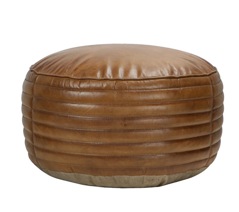 Tack Shop Round Leather Footstool - Matthew Izzo Collection - Matthew Izzo Home
