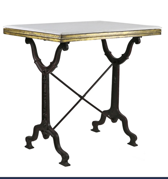 Avignon 32" Square Cast Iron and Marble Top Bistro Table - Matthew Izzo Collection