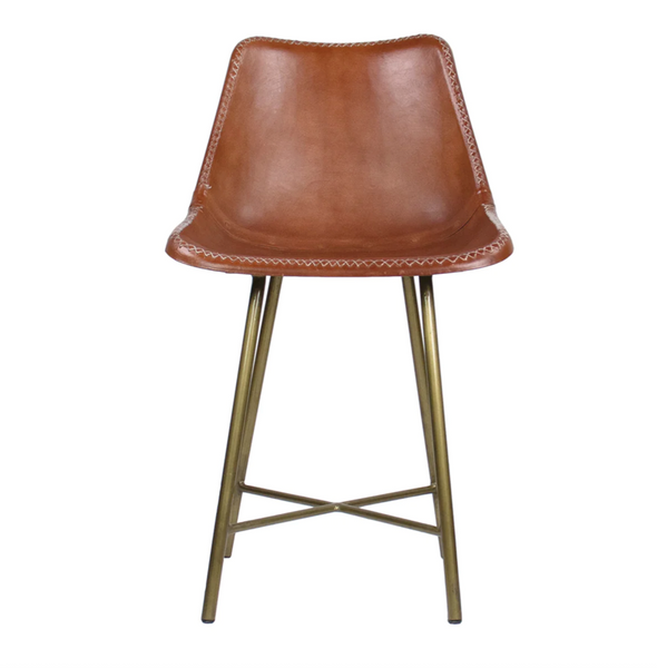 Whip Stitch Leather Stool - Matthew Izzo Collection
