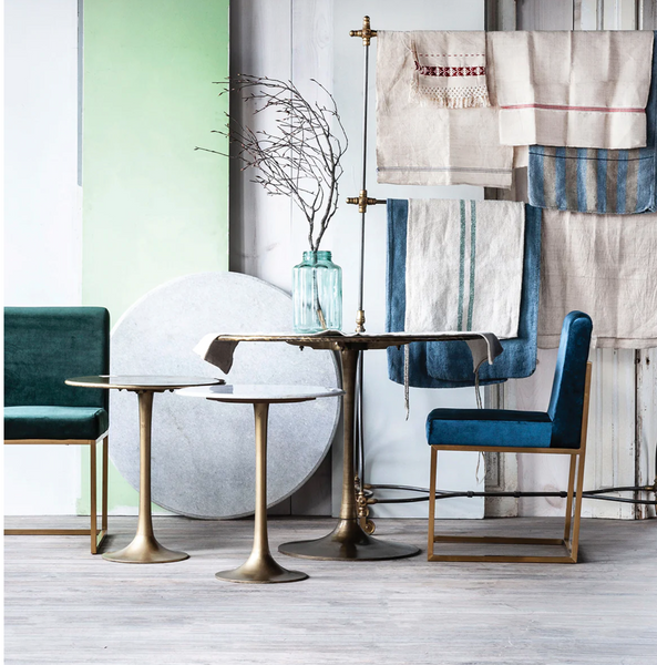 Tulip Marble & Brass 22" Round Side Table - Matthew Izzo Collection