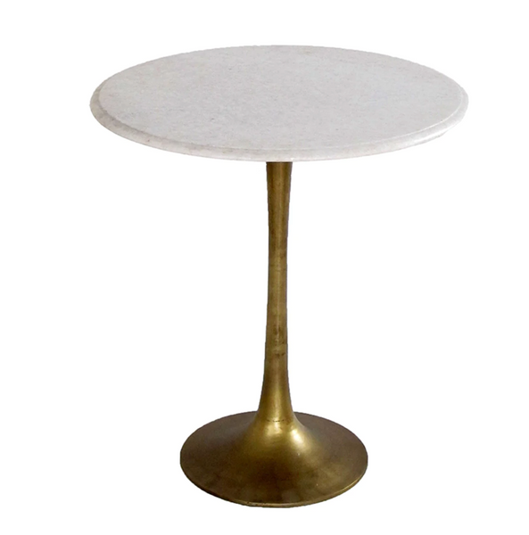 Tulip Marble & Brass 22" Round Side Table - Matthew Izzo Collection