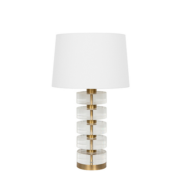 Cybill Acrylic & Brass Table Lamp w/White Linen Shade