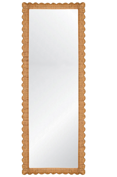 Britton Scalloped Edge Rattan Floor Mirror