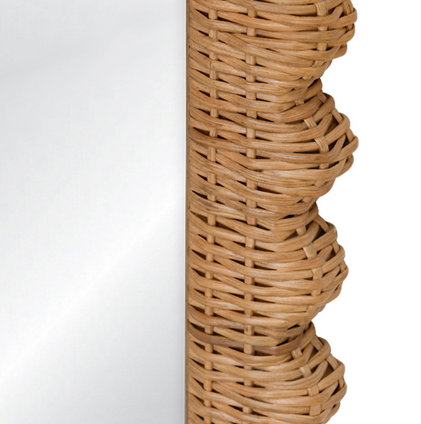 Britton Scalloped Edge Rattan Floor Mirror