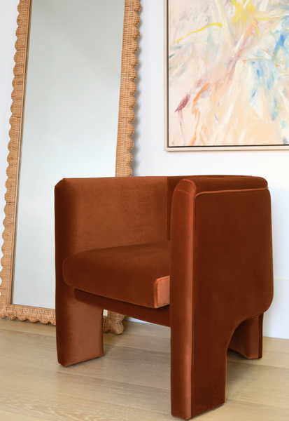 Britton Scalloped Edge Rattan Floor Mirror