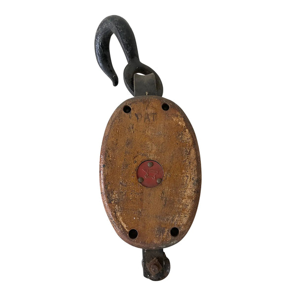 Antique Wood & Iron Pulley