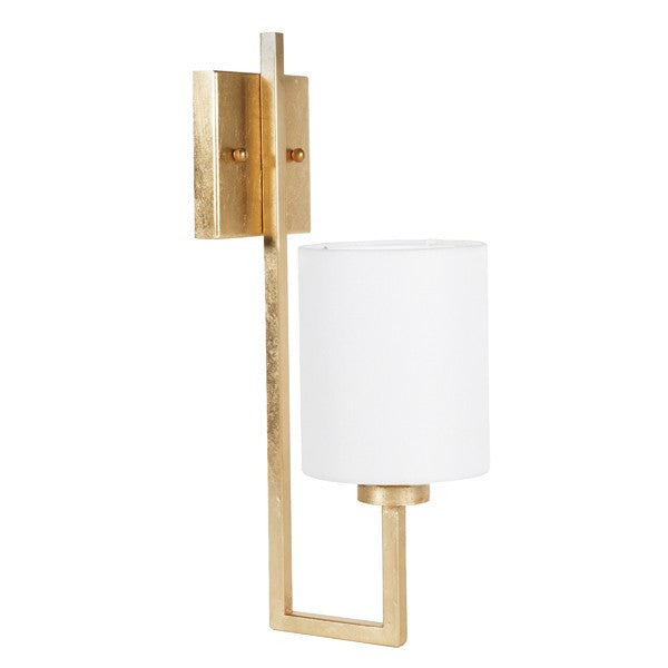 Beckham Gold Leaf Wall Sconce w/Linen Shade