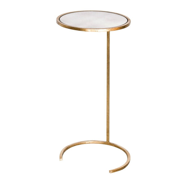 Monaco Metal Drinks Table w/Round Antique Mirror Top