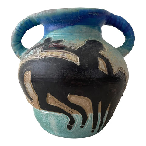 George Johnson Pottery, Urn with Handles - Animal Design - Matthew Izzo Home