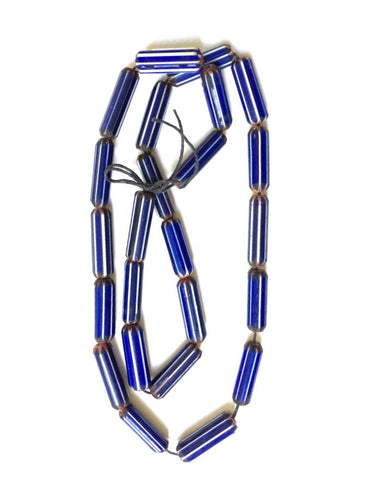 Rare Venetian Blue Chevron Glass Beads - Matthew Izzo Home