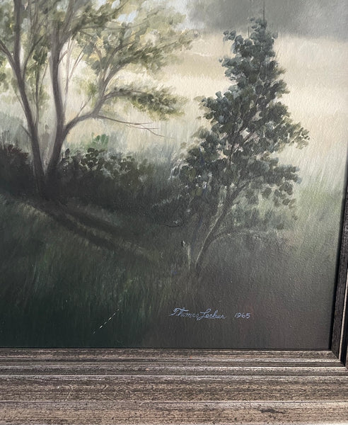Vintage Thomas Locker Painting, Oil on Masonite (1965)