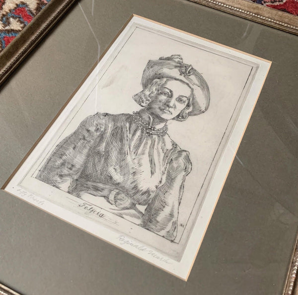 Reginald Marsh 1937 Original 'Fifty Proofs' Etching of 'Felicia'