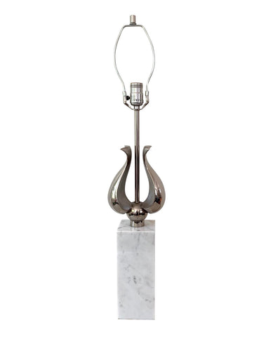 Mid-Century Italian Carrara Marble Table Lamp - Matthew Izzo Home