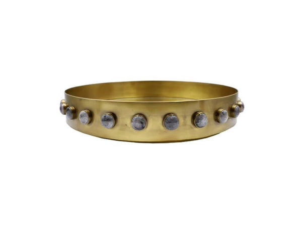 Edwin Aged Brass & Resin Serving Tray - 16.75"