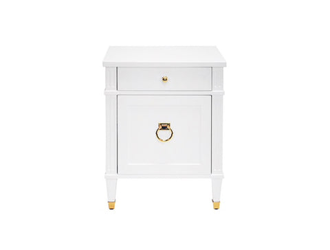 Worlds Away Lily White Lacquer/Brass Side Table - Matthew Izzo Home