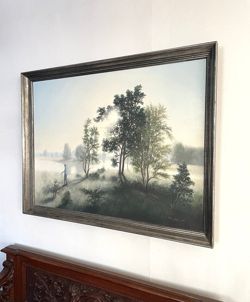 Vintage Thomas Locker Painting, Oil on Masonite (1965)
