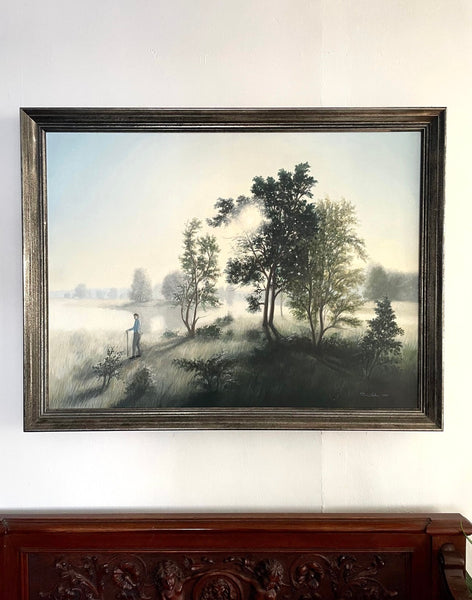 Vintage Thomas Locker Painting, Oil on Masonite (1965)