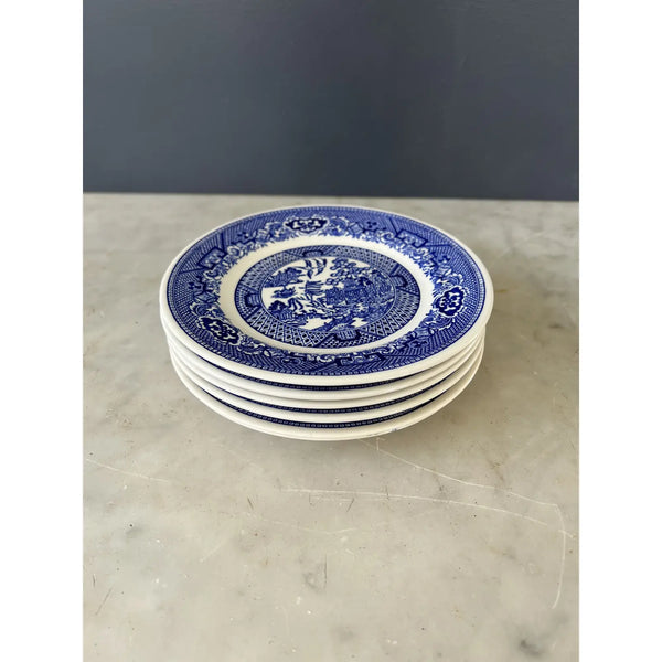 Vintage Blue Willow Bread Plates - Set of 6, Willow Ware Royal China