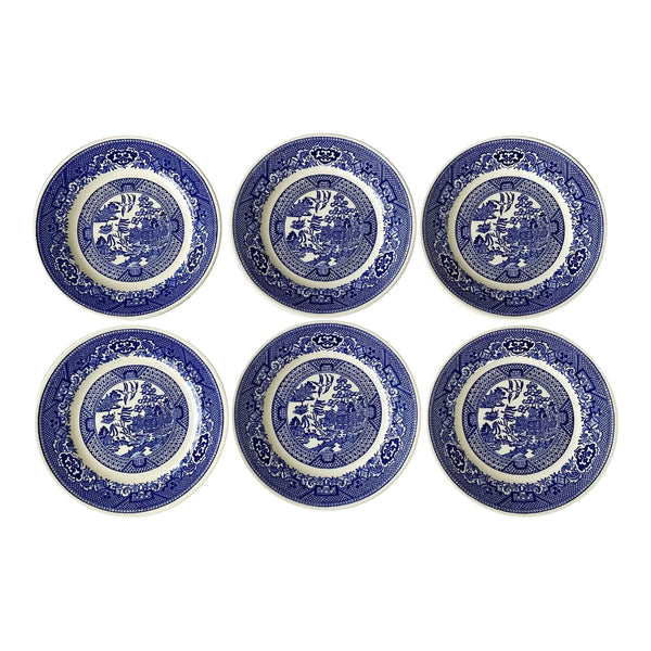 Vintage Blue Willow Bread Plates - Set of 6, Willow Ware Royal China