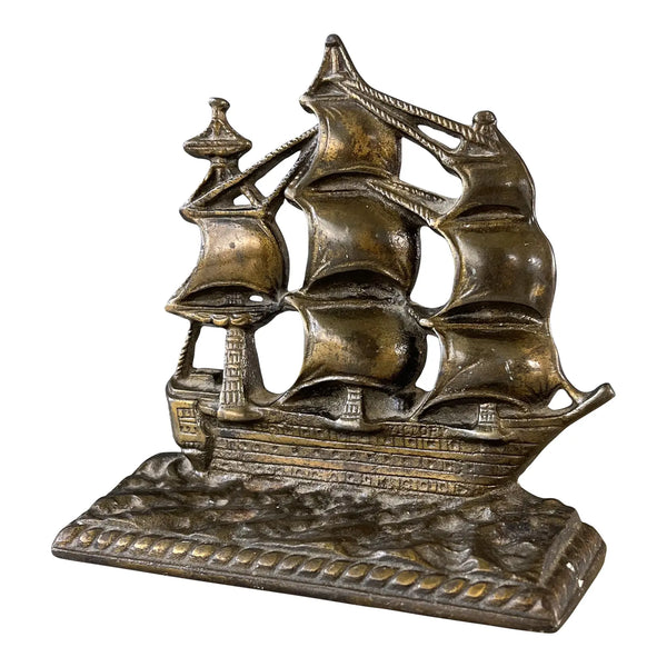 Vintage Sailboat Bookend Brass